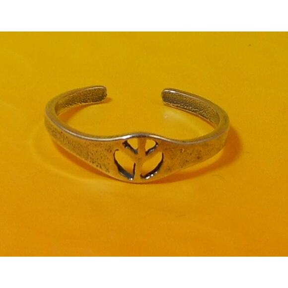 Vintage Sterling Silver Peace Sign Toe Ring Sexy Style Thailand Boho Peace Love - Picture 10 of 10